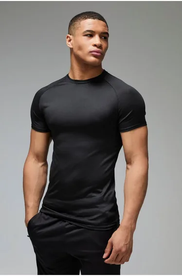 Man Active Lightweight Essentials Gym Muscle Fit Raglan T-shirt