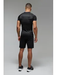 تيشيرت رياضة رجالي بأكمام راجلان - أسود  - 1