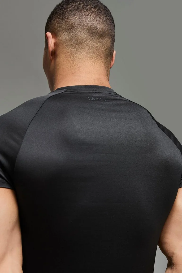 تيشيرت رياضة رجالي بأكمام راجلان - أسود  - 2