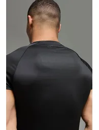 تيشيرت رياضة رجالي بأكمام راجلان - أسود  - 2