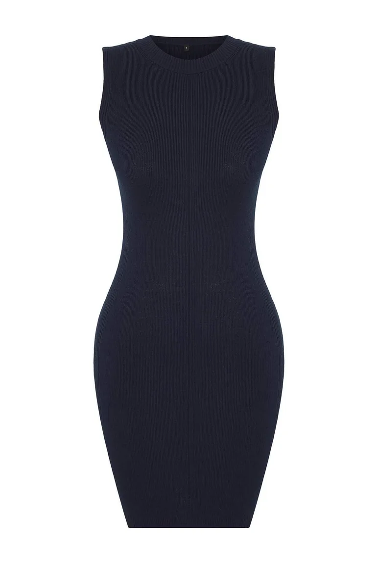 Navy Blue Mini Knitwear Bolero-Dress Suit - 6