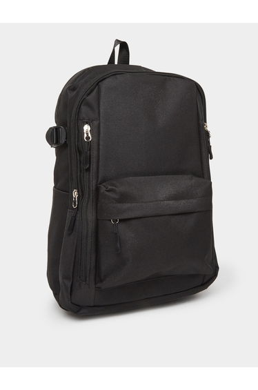 Black Solid Large-Capacity Travel Backpack