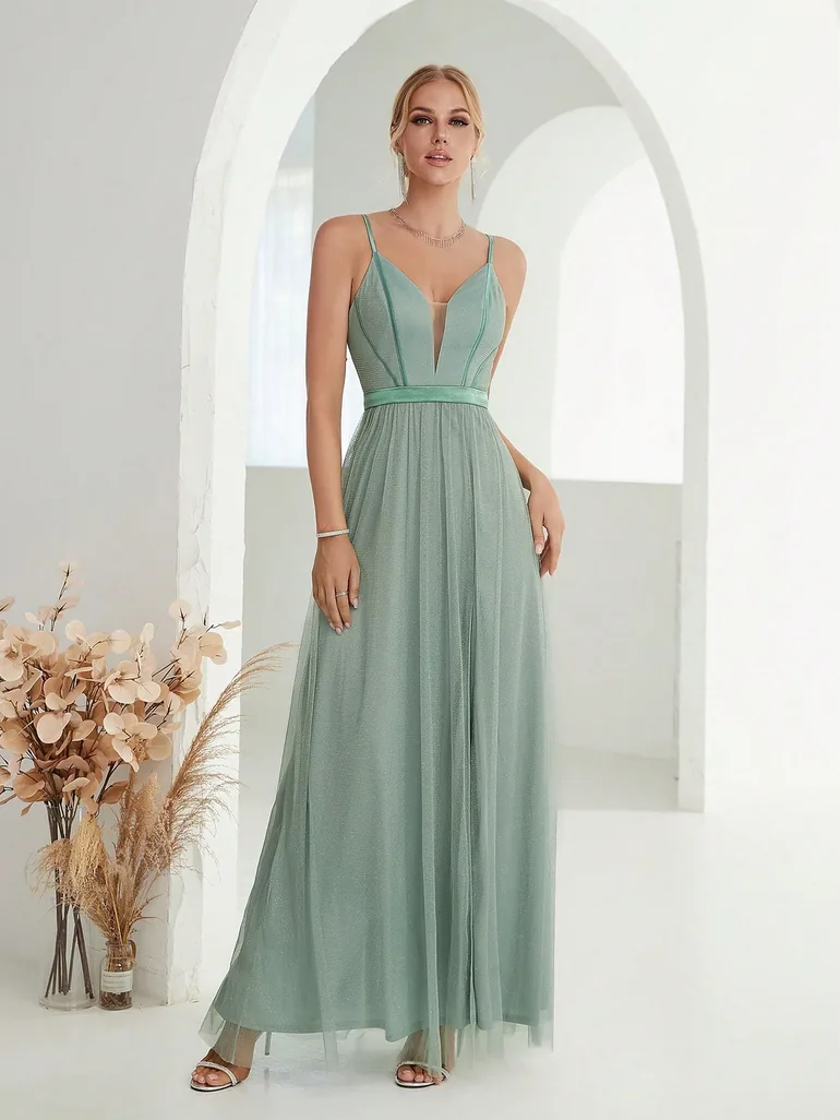 Leely Women's Elegant Spaghetti Straps Sleeveless Party Dress - 4