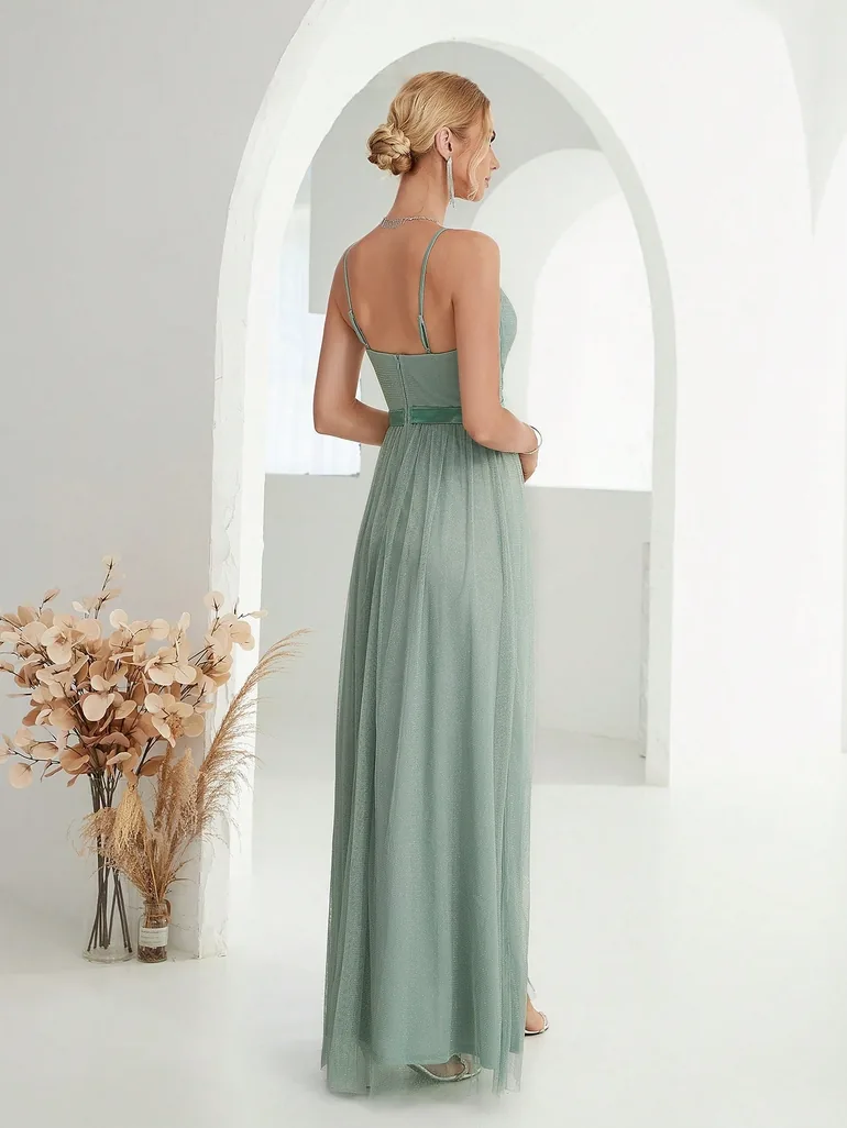 Leely Women's Elegant Spaghetti Straps Sleeveless Party Dress - 2