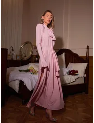 Benton Long Sleeve Flower Maxi Dress In Pink