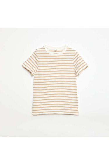 Patterned short-sleeved T-shirt BEIGE