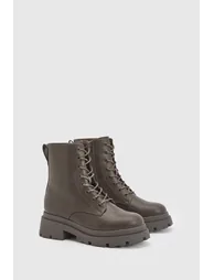 Chunky Lace Up Hiker Boots - chocolate - 2