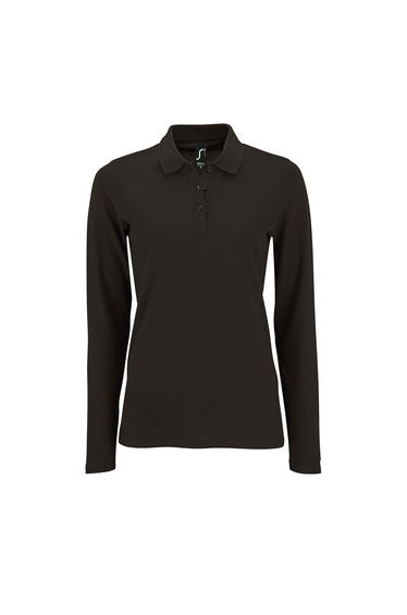 SOLS Womens/Ladies Perfect Long Sleeve Pique Polo Shirt - Black