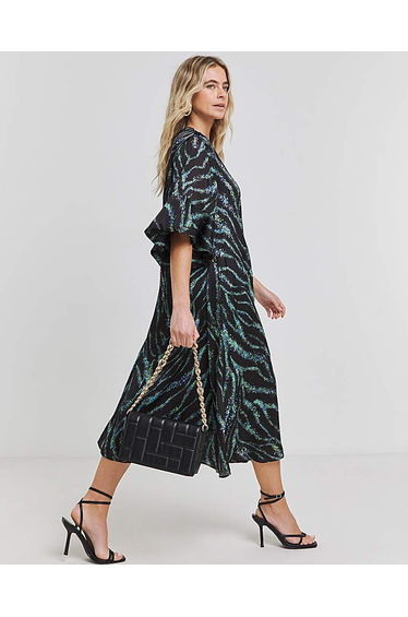 Joanna Hope Tie Neck Swing Midi Dress
