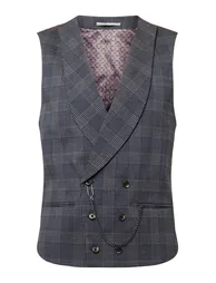 Burgundy Retro Check Waistcoat