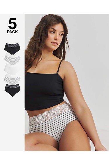 5Pack Lace Top Full Fit Briefs