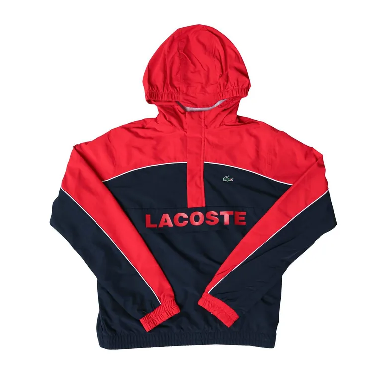 Boy's Lacoste Junior Water-Repellent Windbreaker Jacket in Red