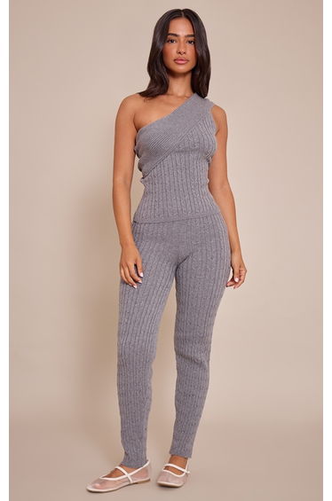 Petite Charcoal Cable Knit Trousers