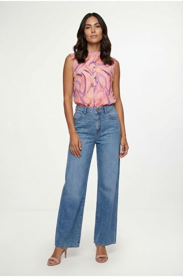 Floral Organza Pleat Detail Cami Top