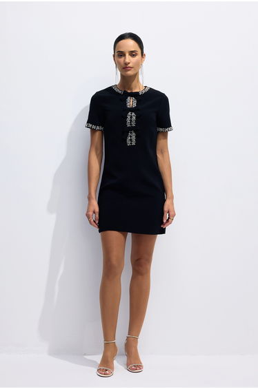 Erika Bowknot Crystal-embellished Mini Dress