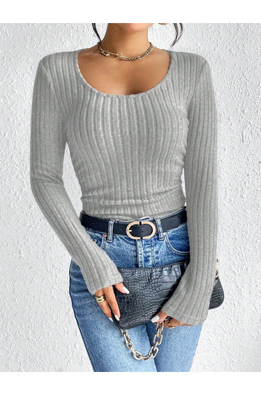 Ribbed Knit Long Sleeve Top