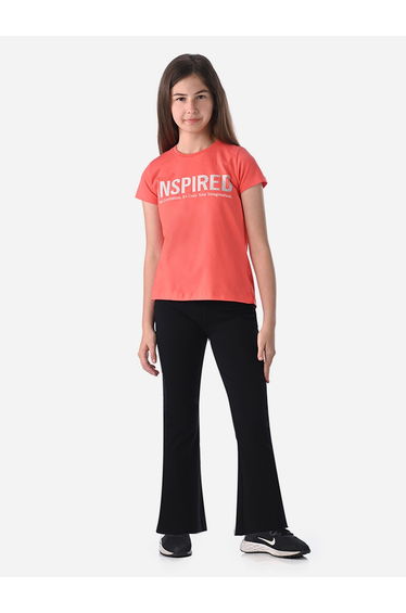 Slogan Print Round Neck T-Shirt and Pyjama Set