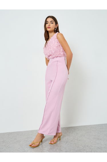 Women Lilac One Shoulder Wide Leg Jumpsuit