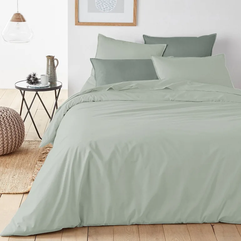 Plain 100% Organic Cotton Percale 200 Thread Count Fitted Sheet - 1