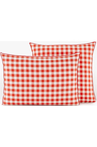 Veldi Orange Gingham 100% Cotton Pillowcase