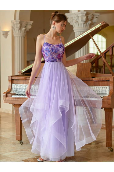 Modecrush Colorful Bodice Spaghetti Multi Layered Tulle Skirt Prom Dress