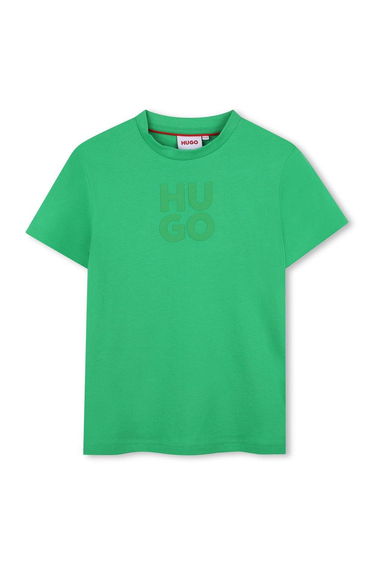 Hugo Stacked Logo Short Sleeve T-Shirt Green