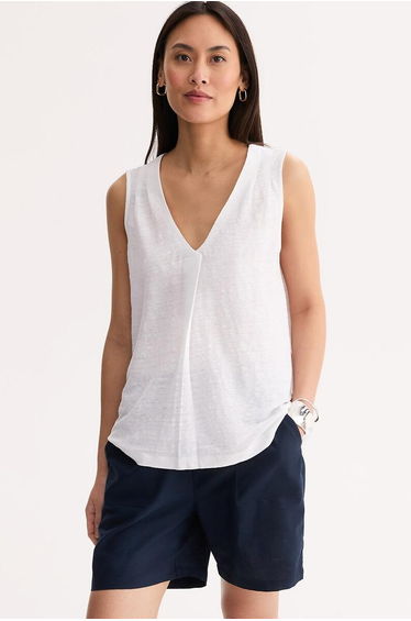 Linen Sleeveless V-Neck T-Shirt