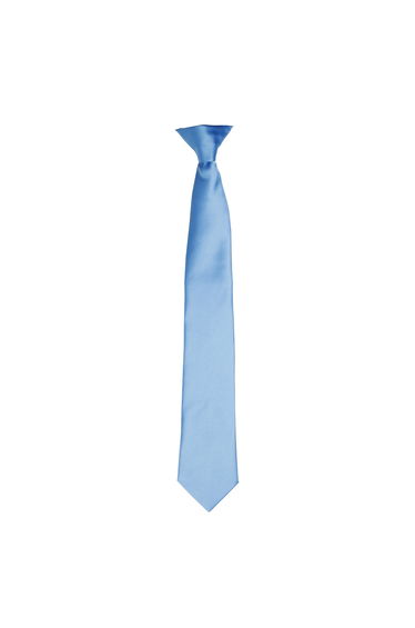 Premier Colours Mens Satin Clip Tie - Mid Blue