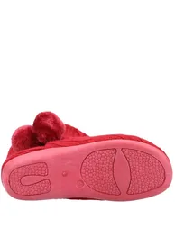 Fleet & Foster Womens/Ladies Apple Pom Pom Slippers - Burgundy - 3