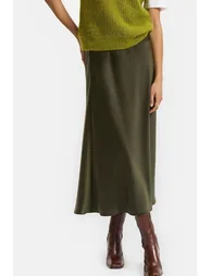 Matt Satin Full Elasticated Waist Midi Skirt - 1