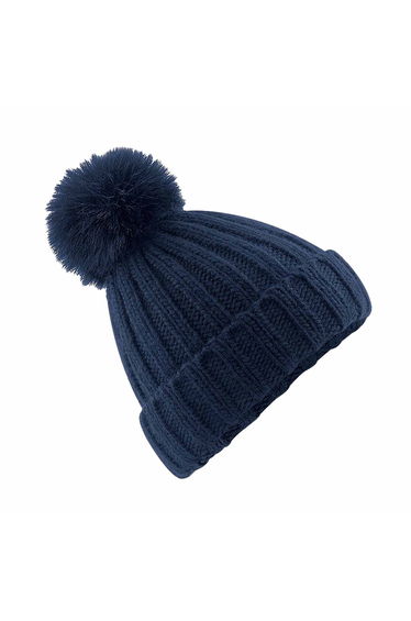 Beechfield Unisex Verbier Fur Pom Pom Chunky Beanie - Navy