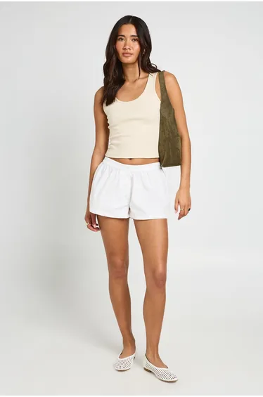 Poplin Henley Short - white