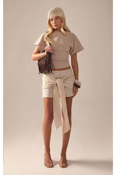 Stone Heavy Rib Cinched Waist T Shirt
