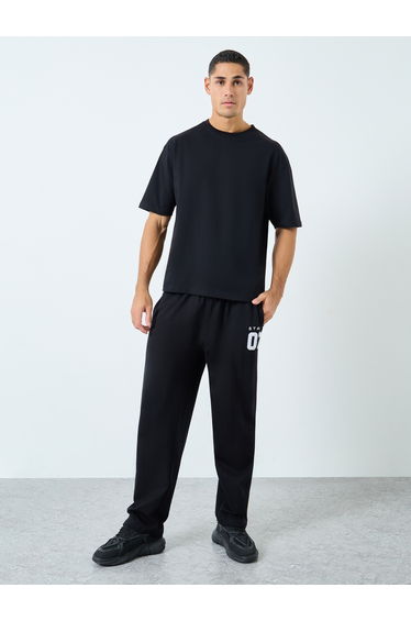 Relaxed Fit Open Hem Joggers with Towel Embroidery