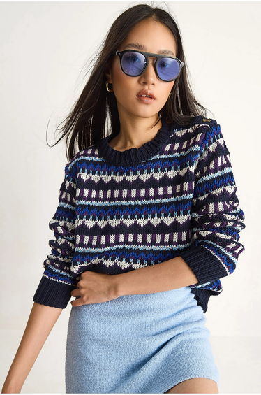 LUCCI Ethnic Patterned Knit Sweater