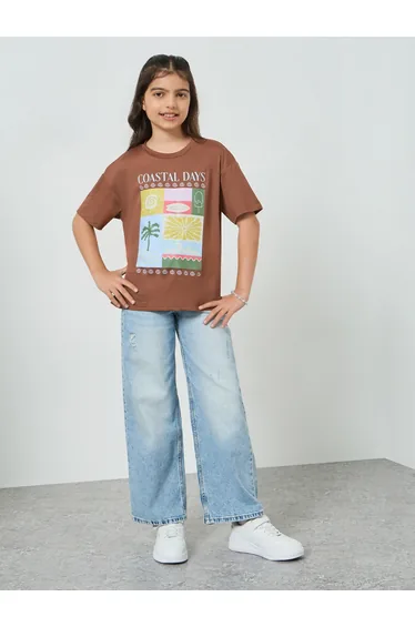 Girls Graphic Print Oversized T-Shirt