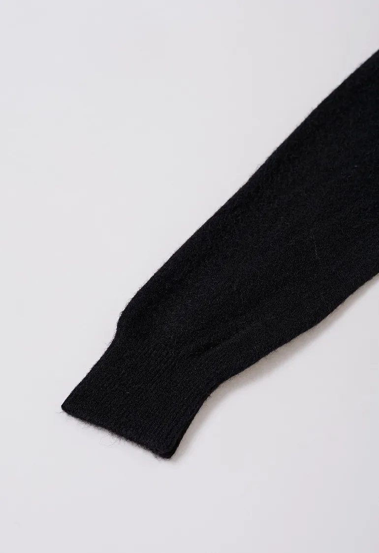Lacy V-Neck Sleeveless Top and Cardigan Set in Black - 3