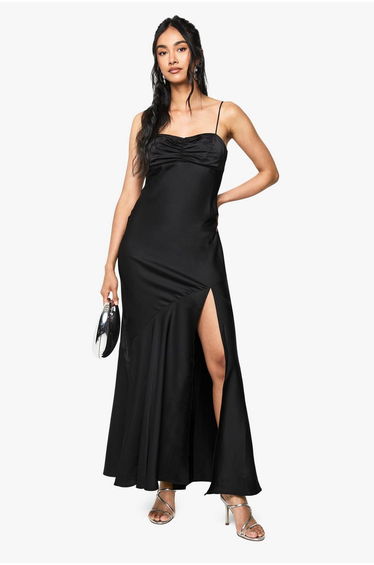 Satin Maxi Dress - black