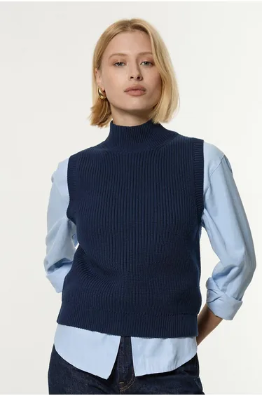 سترة كارين ميلين صوف كحلي محبوك