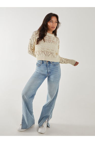 Pointelle Knit Crop Jumper