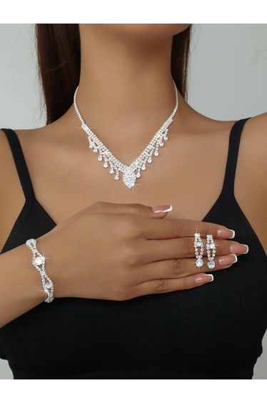 3-Piece Embellished Necklace, Bracelet And Earrings Jewelry Set
