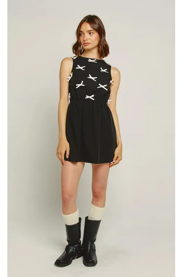 Black Bow Bodice Mini Dress