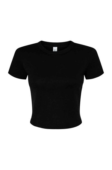 Bella + Canvas Womens/Ladies Micro-Rib Crop Top - Solid Black