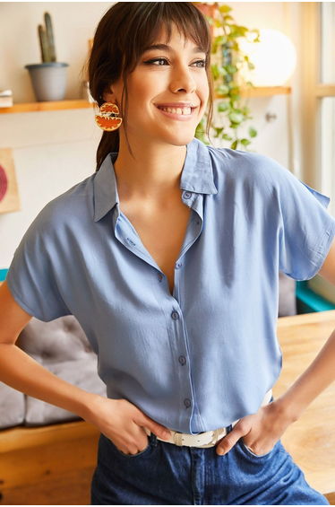 Women's Indigo Bat Viscose Shirt