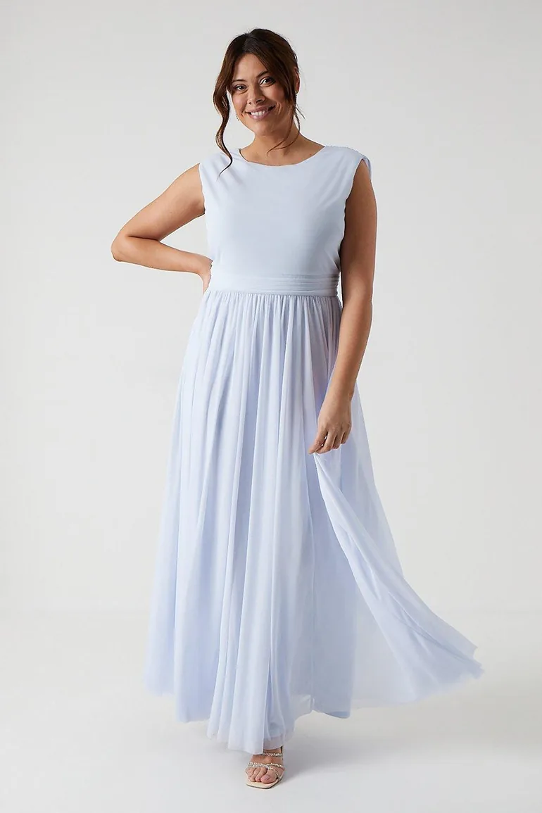 Shop Plus Size Cowl Back Stretch Mesh Bridesmaids Maxi Dress Online in  Bahrain