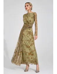 Homer Green Printed Maxi Dress - 5