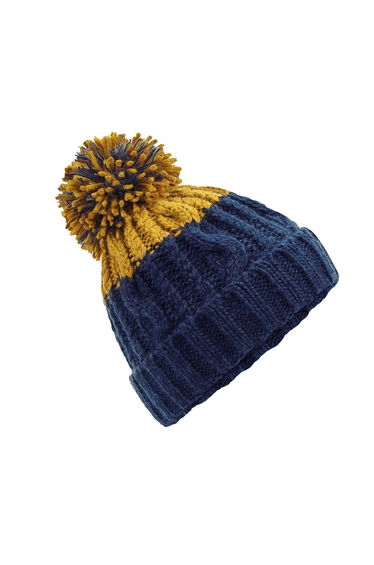 Beechfield Apres Beanie - Oxford Navy/Mustard