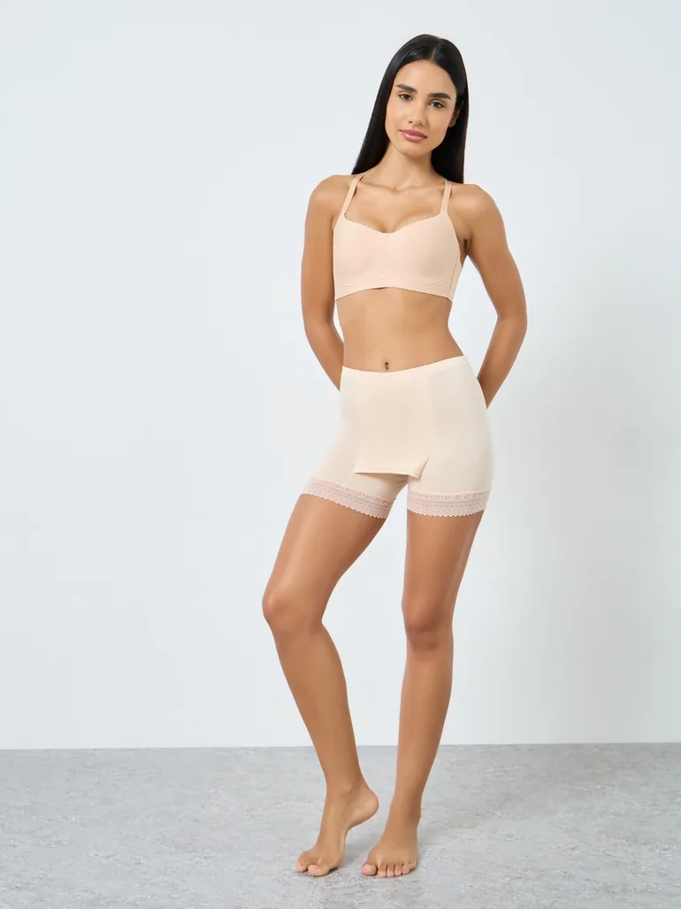 nude shorts for under dress Ever Essential Nude SlipShorts Under Dresses, Women Spandex Biker Anti  Chafing Shorts