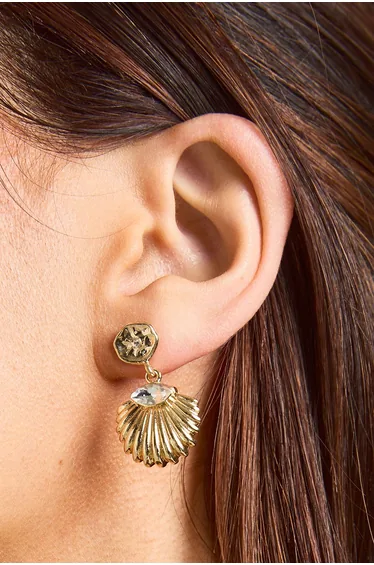 Seashell Drop Earrings - gold