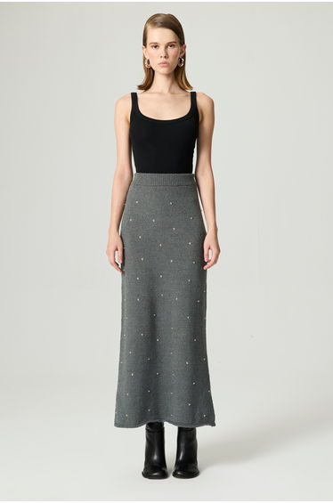 Embellished Knit Maxi Skirt